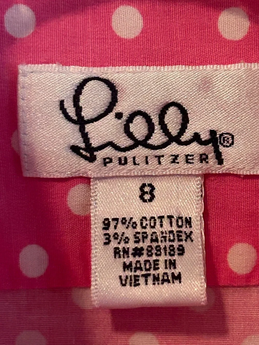 Lilly Pulitzer Pink White Polka Dot Button-Down Shirt Sz 8 - Picture 4 of 6